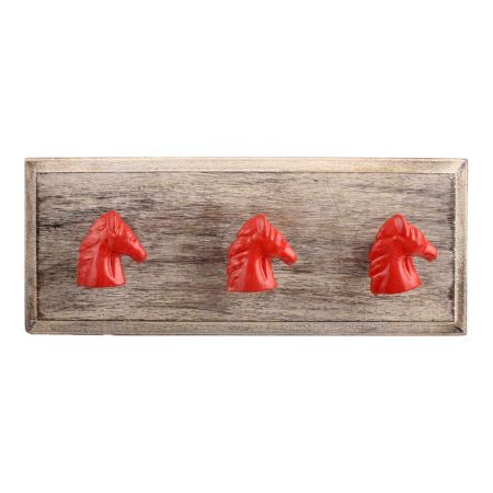 Red Horse Metal Wooden Hooks
